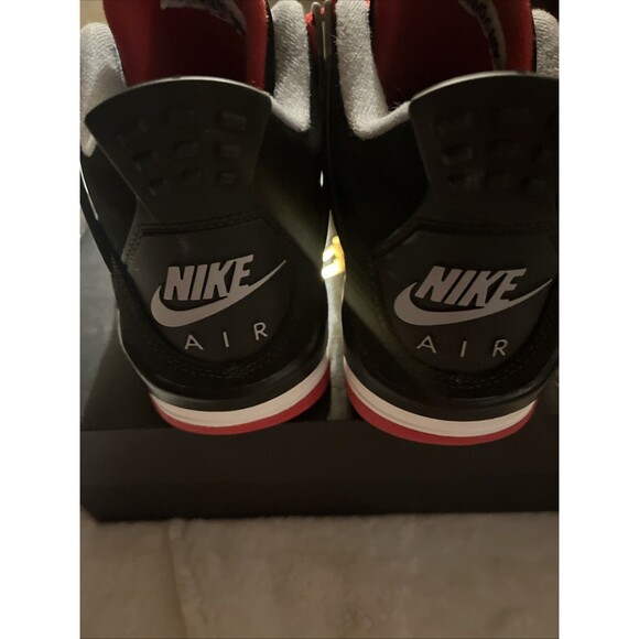 Air Jordan 4 Retro OG Bred 5Y Youth – Black Red GS Sneakers 408452-060 - Picture 2 of 8